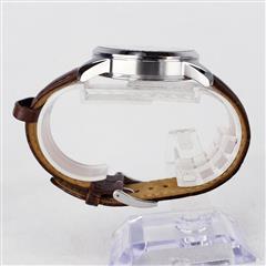 Seiko Gent's Watch Solar Green Dial Brown Leather Strap Day/Date 40mm SNE529